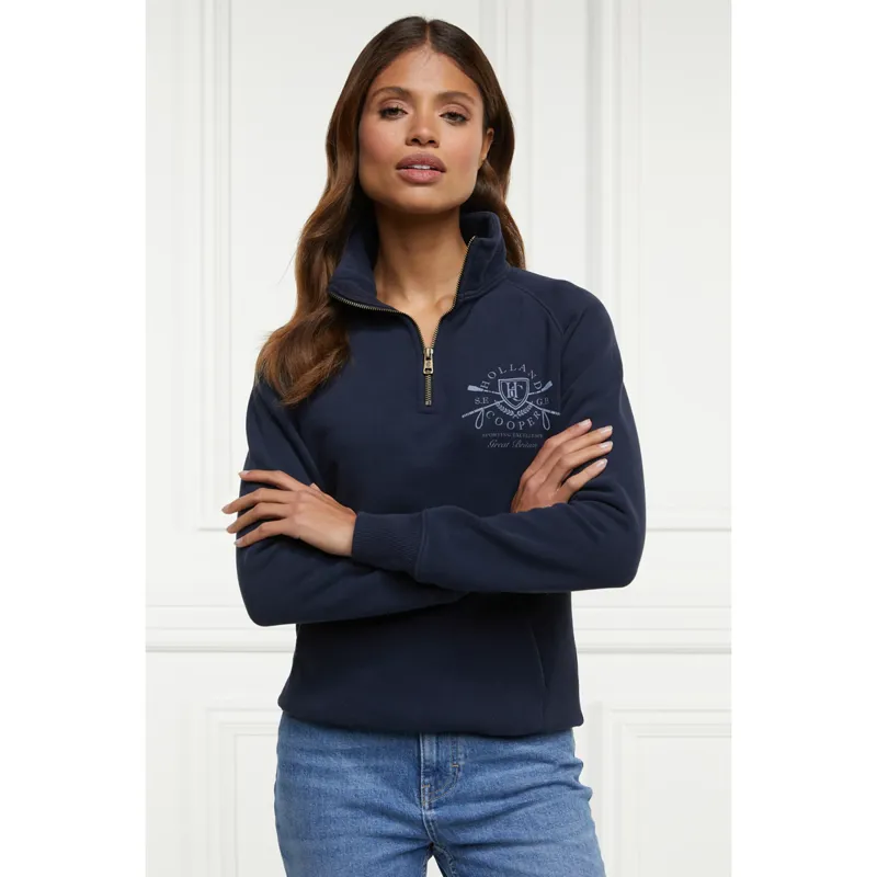 Holland Cooper Crest Zip Henley - Ink Navy